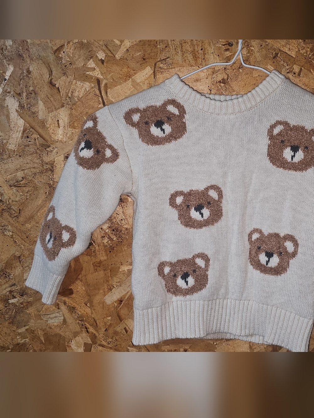 Cat & Jack Cream Sweater with Brown Bear Faces